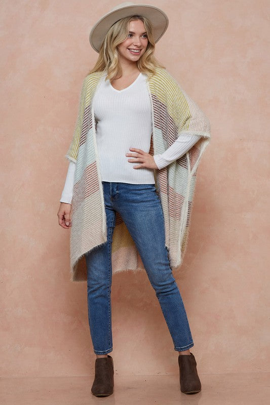 Striped color block cardigan